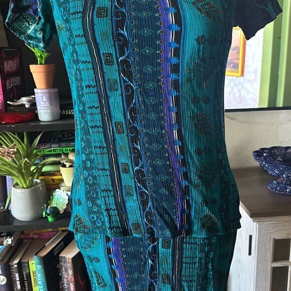 Always Caroline Size 10 Teal Vintage 90s dress Midi - Picture 3 of 9